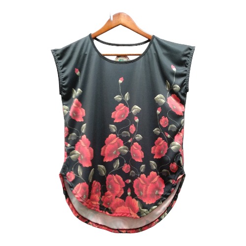 20303 Blusa Pillo Negra Flores